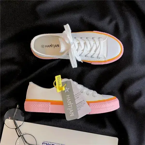 Women Fashion Cream Blue Canvas Lace-Up Sneakers | Trendy & Comfortable