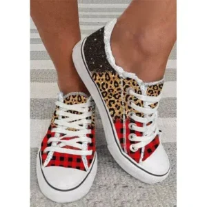 Jarryclub Women Casual 3D Printing Color Leopard Canvas Shoes