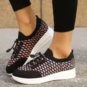 Jarryclub Women Fashion Fly Knit Breathable Fashion Sneakers