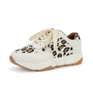 Jarryclub Women Fashion Autumn And Winter Leopard Leather Stitching Sneakers