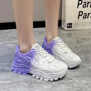 Jarryclub Women Fashion Platform Gradient Lace-Up Sneakers