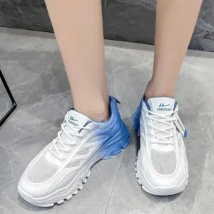 Jarryclub Women Fashion Round Toe Breathable Mesh Gradient Sneakers