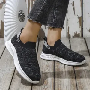 Jarryclub Women Fashion Round Toe Slip-On Flat Non-Slip Lightweight Sneakers