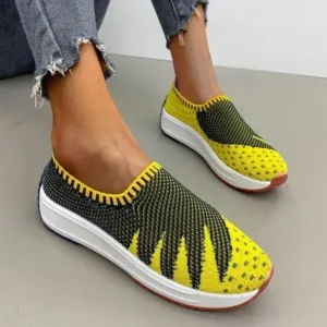 Jarryclub Women Fashion Fly Knit Breathable Platform Low Top Sneakers