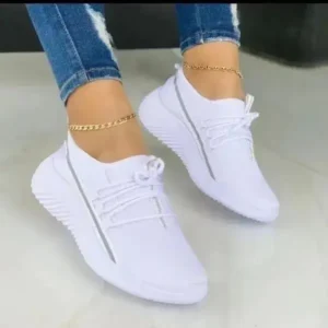 Jarryclub Women Fashion Breathable Lace-Up Flat Mesh Sneakers