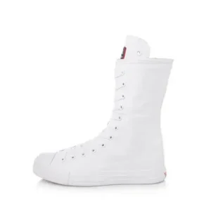 Jarryclub Women Casual Side Zip Mid-Top Canvas Mid-Calf Boots