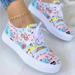 Jarryclub Graffiti Print Platform Canvas Shoes