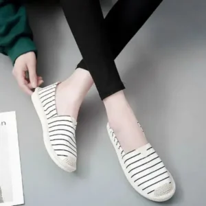 Jarryclub Fashion Stripe Pattern Design Women Round-Toe Casual Espadrilles Shoes