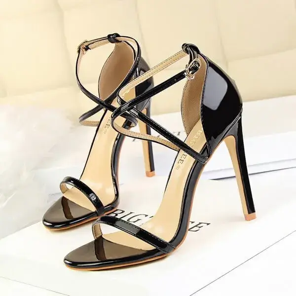 Jarryclub Women Fashion Sexy Hollow Cross Stiletto Heel Sandals