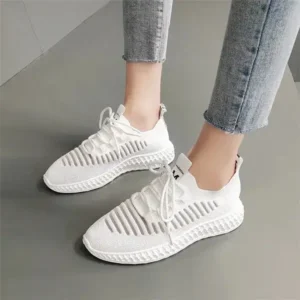 Jarryclub Women Fashion Mesh Cloth Lace-Up Sneakers