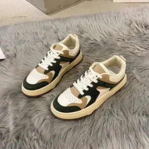 Jarryclub Women Fashion Lace Up Design Color Blocking Sneakers