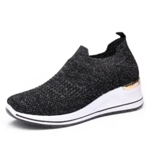 Jarryclub Women Casual Mesh Knit Design Breathable Comfort Wedge Platform Sneakers