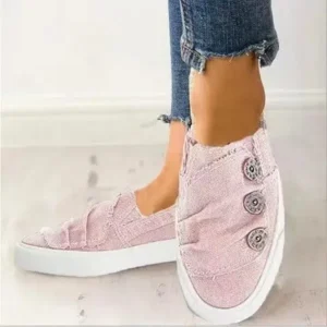 Jarryclub Women Fashion Plus Size Solid Denim Canvas Flat Sneakers