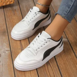 Jarryclub Women Fashion Plus Size Thick-Soled Round Toe Flat Sneakers