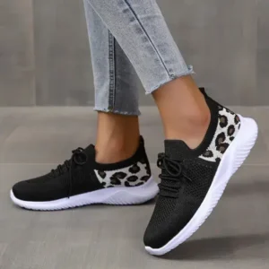 Jarryclub Women Casual Mesh Breathable Leopard Sneakers