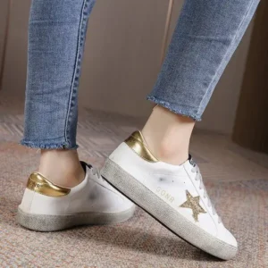 Jarryclub Women Fashion Casual Plus Size Star Round Toe Sneakers