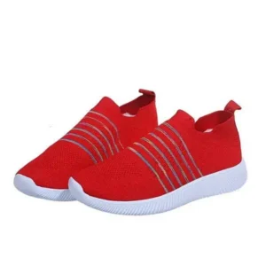 Jarryclub Fashion Casual Solid Color Striped Fly-Woven Mesh Breathable Flat Sneakers