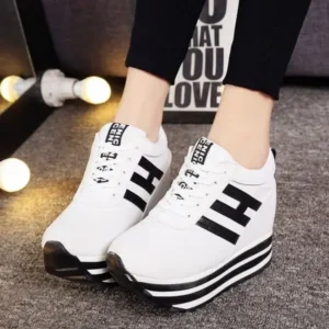 Jarryclub Women Fashion Casual Letter Printed Lace-Up Thick-Soled Sneakers