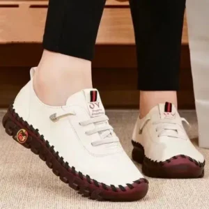 Jarryclub Women Fashion Retro Solid Color PU Breathable Hollow Stitching Sneakers