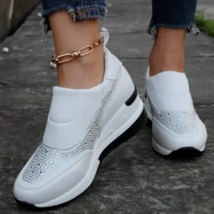 Jarryclub Women Fashion Rhinestone Slip Sneakers