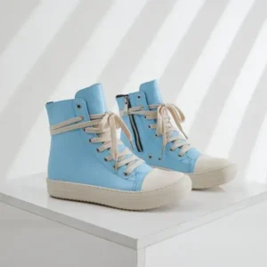 Jarryclub Women Fashion Blue Faux Leather High Top Shoes