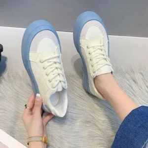 Jarryclub Women Fashion Round Toe Lace-Up Sneakers