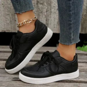 Jarryclub Women Fashion Round Toe Platform Solid Color Sneakers