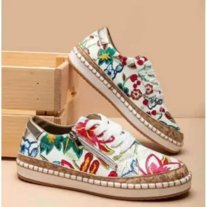 Jarryclub Women Fashion Color Matching Ethnic Style Printed Sneakers