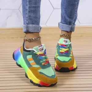 Jarryclub Women Fashion Platform Color Block Platform Sneakers