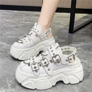 Jarryclub Women Fashion Platform Solid Color Sneakers