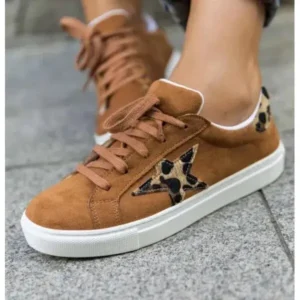 Jarryclub Women Fashion Round Toe Lace-Up Canvas Sneakers